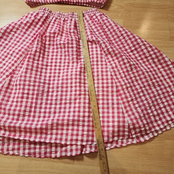 Torrid Midi Seersucker Smocked Skirt Set Pink White Gingham Plaid Size 1X - Picture 9 of 16